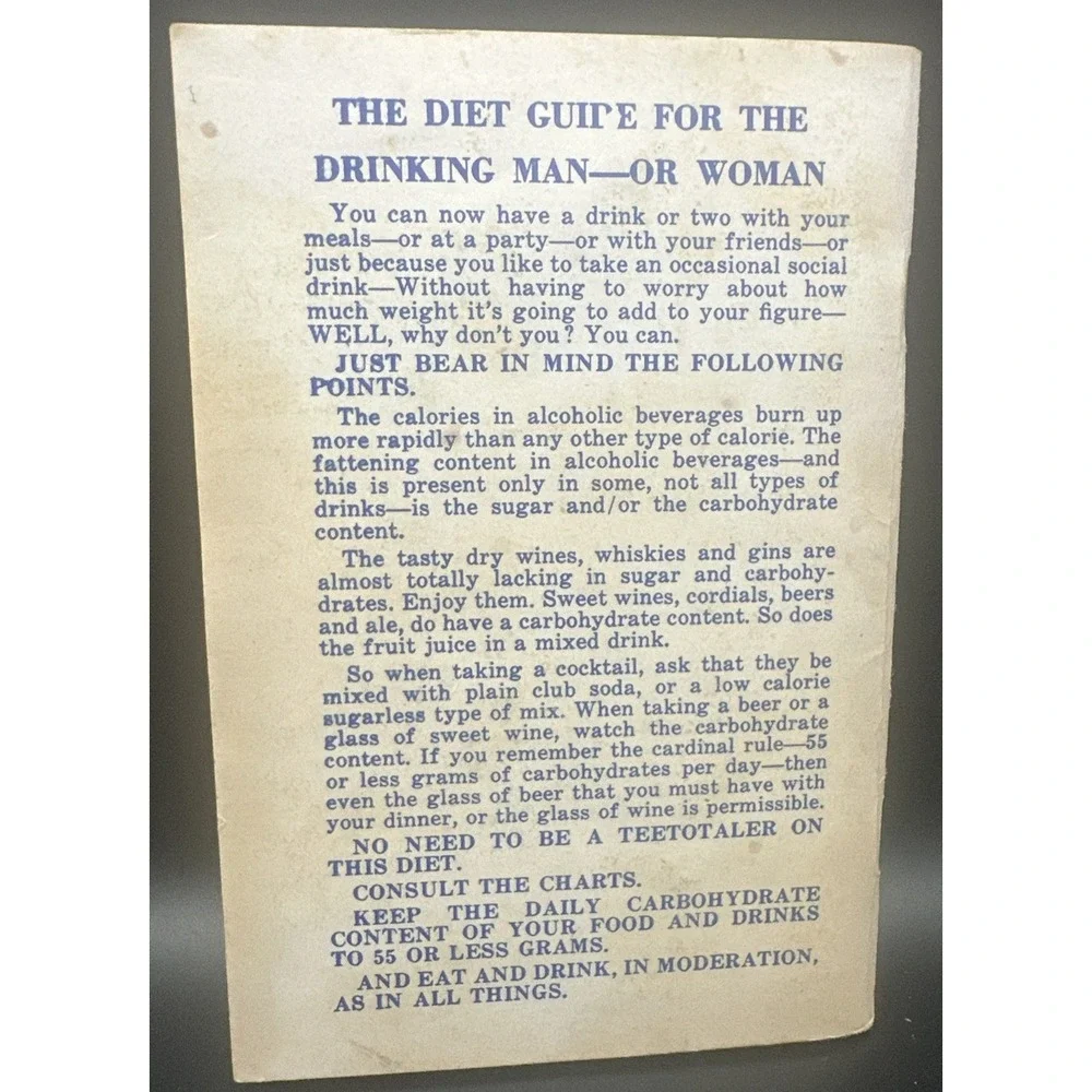 Eat & Be Slim - You'll Never Be Hungry - Menu Plan Carbohydrate Counter - 1969